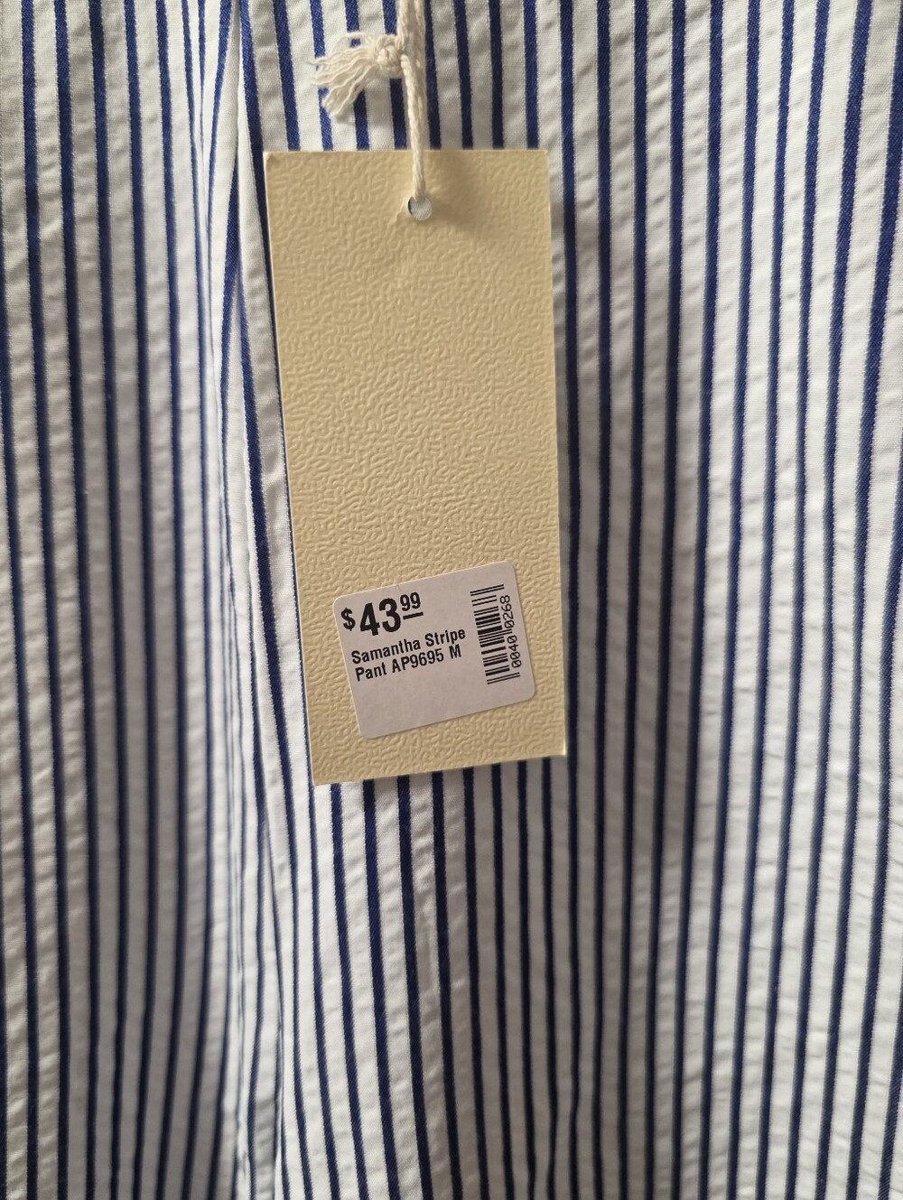 Womens Blue and White Striped Casual Pants - Picture 4 of 7